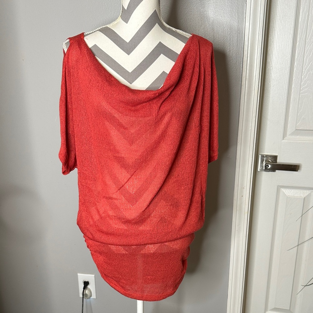 Muted Red Draped Sweater Top